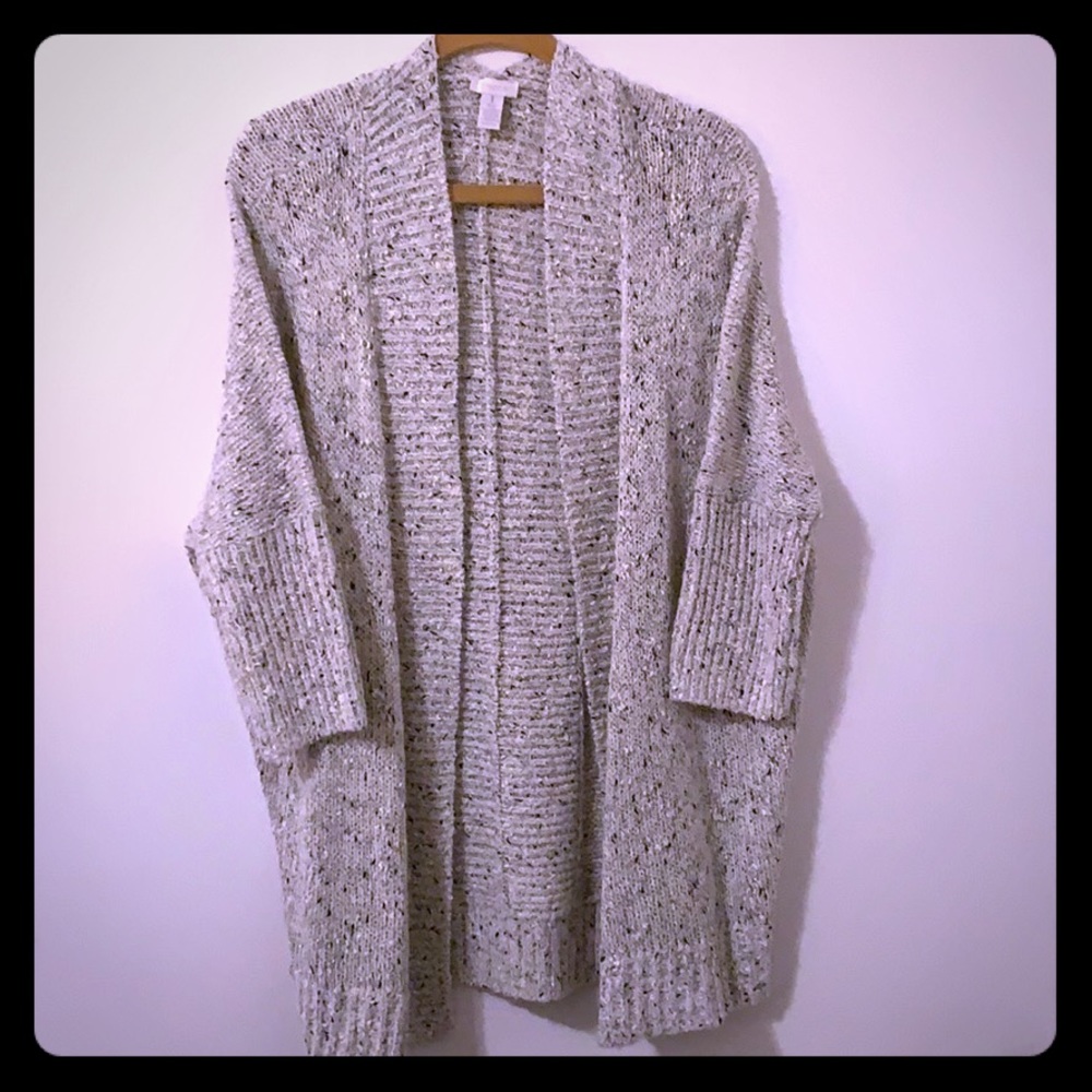Chico’s size 1 long metallic sweater